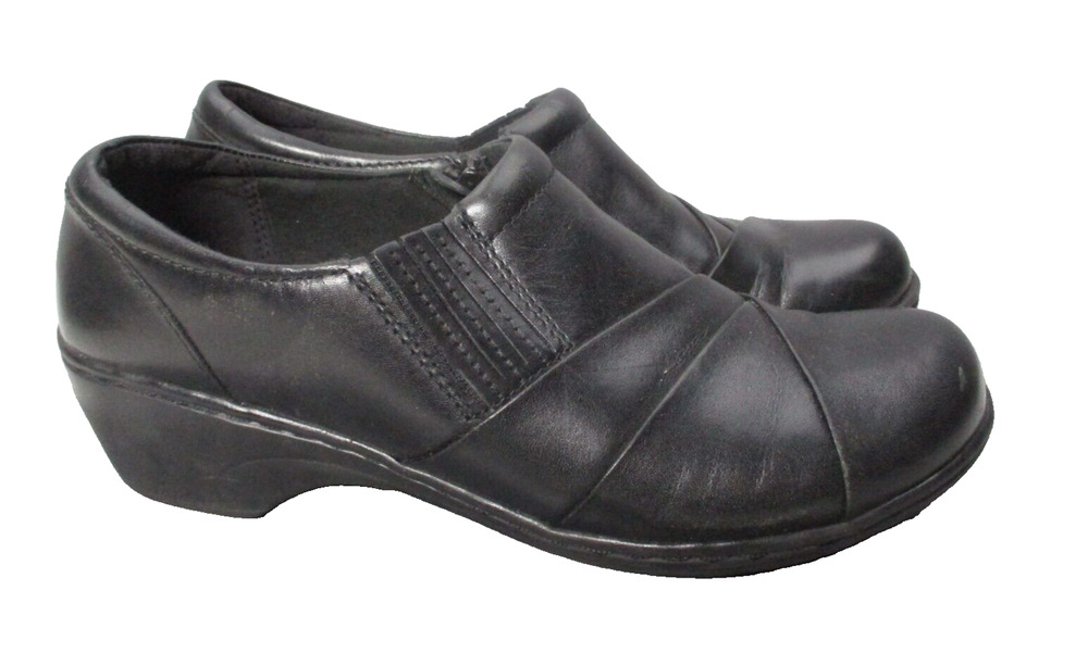 Clarks Black Channing Ann Slip-On Loafer Shoes Leather Womens Sz 9